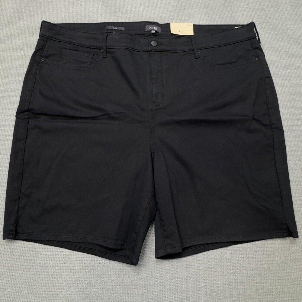 NYDJ Womens Black Ella Shorts With Sideseam Slits Lift X Tuck Technology 28W NWT